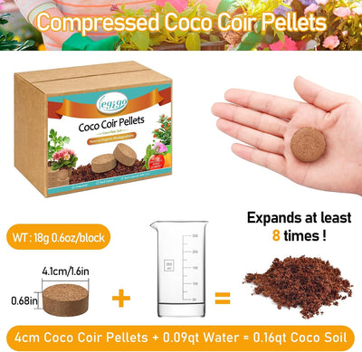50 Pzas Pellets Coco 1.575pulg Tierra para Macetas