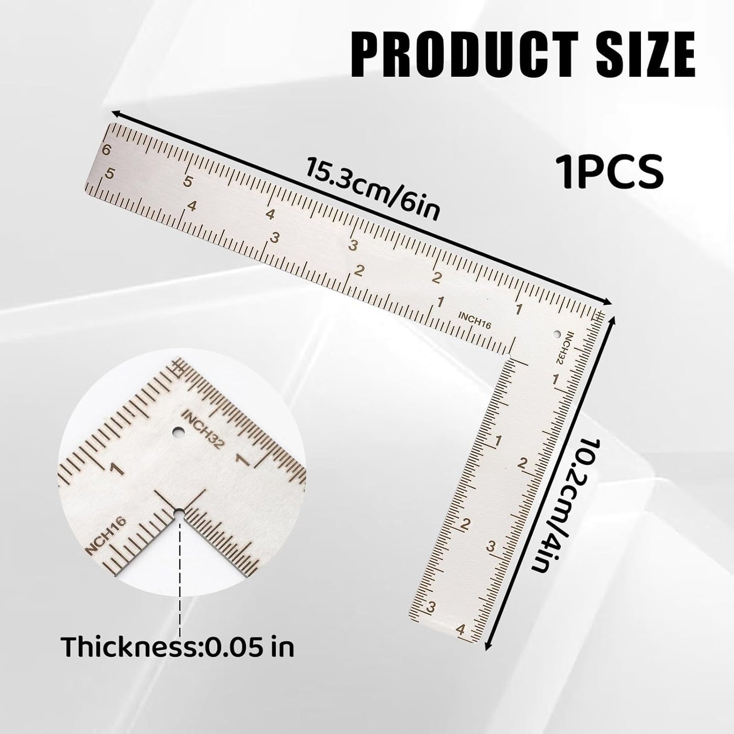 Regla acero inox cuadrada 4x6 pulg para carpintería
