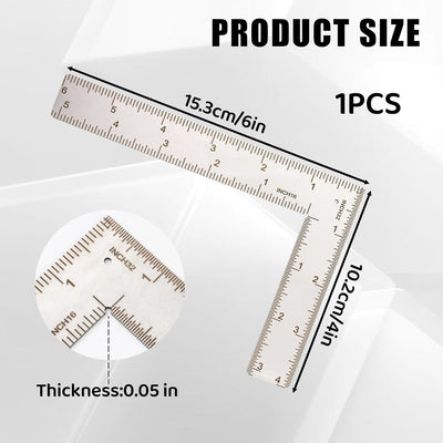 Regla acero inox cuadrada 4x6 pulg para carpintería