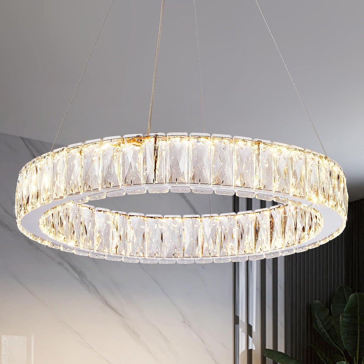 Candelabro LED cristal anillo 19.7pulg regulable