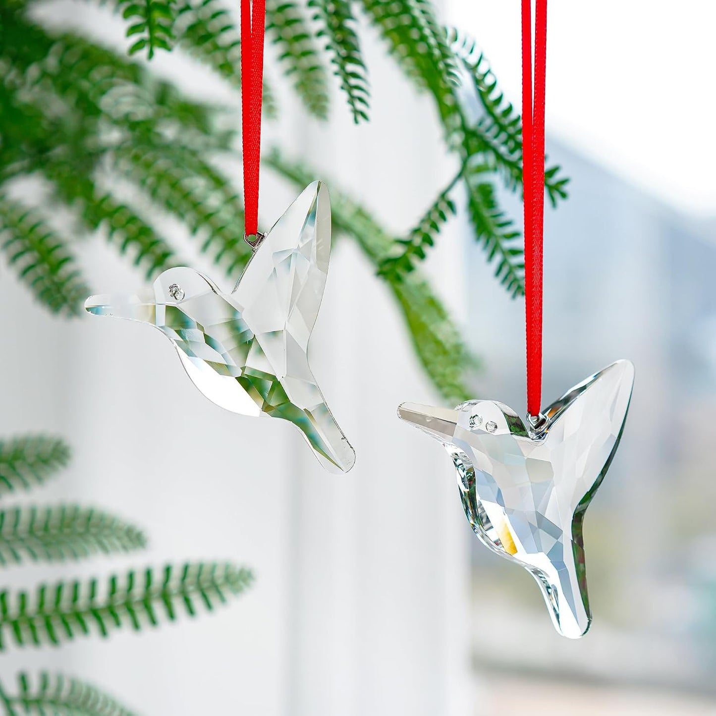 Juego 2 atrapasueños colibrí cristal arcoíris para ventana jardín