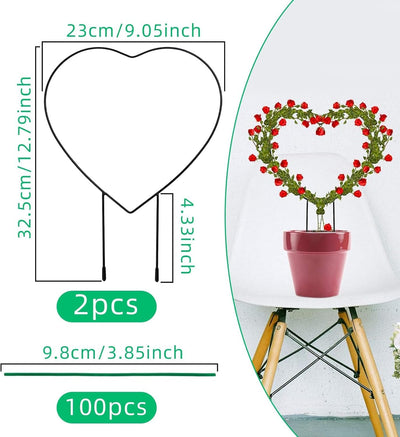 Enrejado corazón hierro 2 pzas para plantas trepadoras