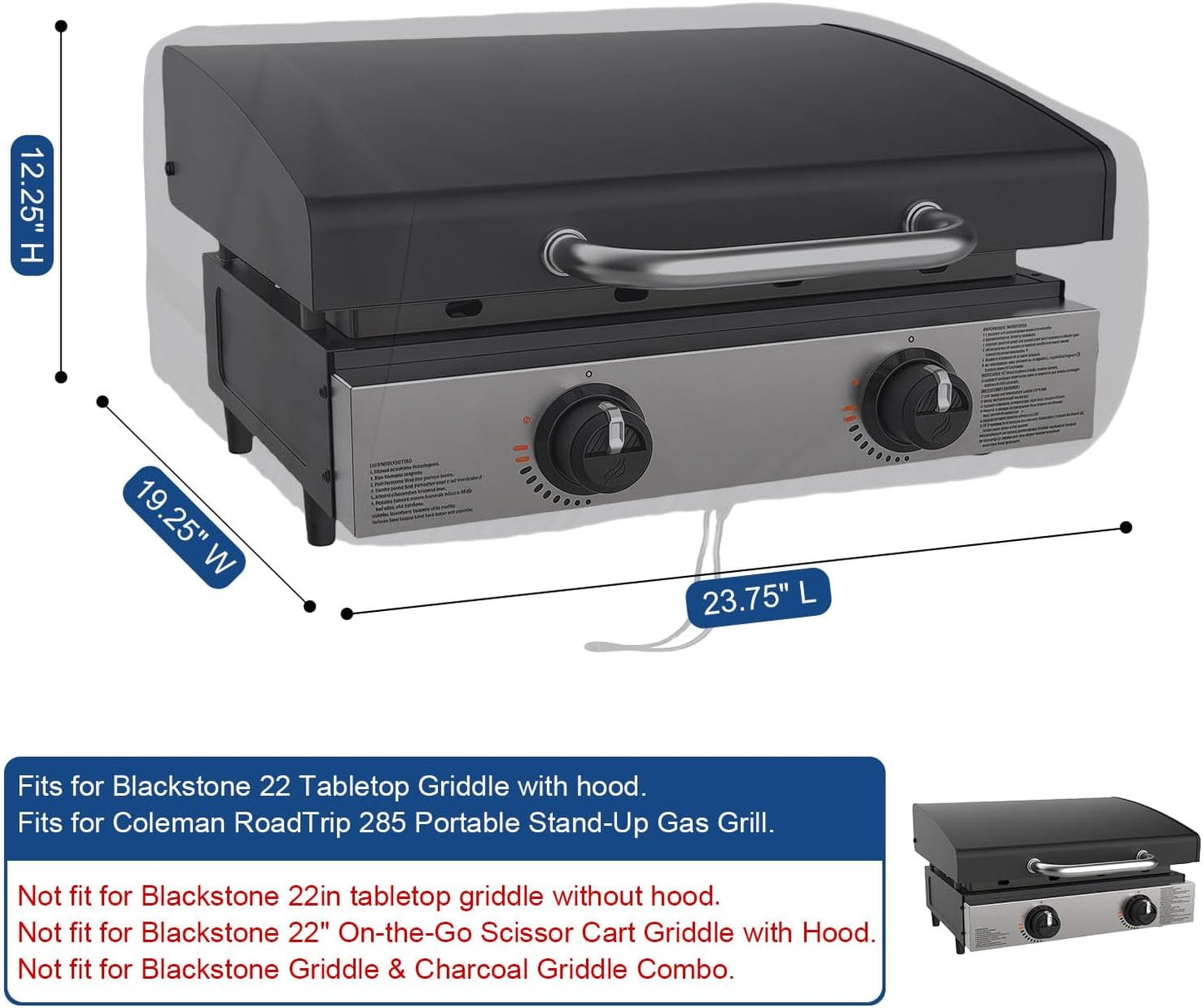 Cubierta parrilla Blackstone 22pulg con capucha impermeable Oxford