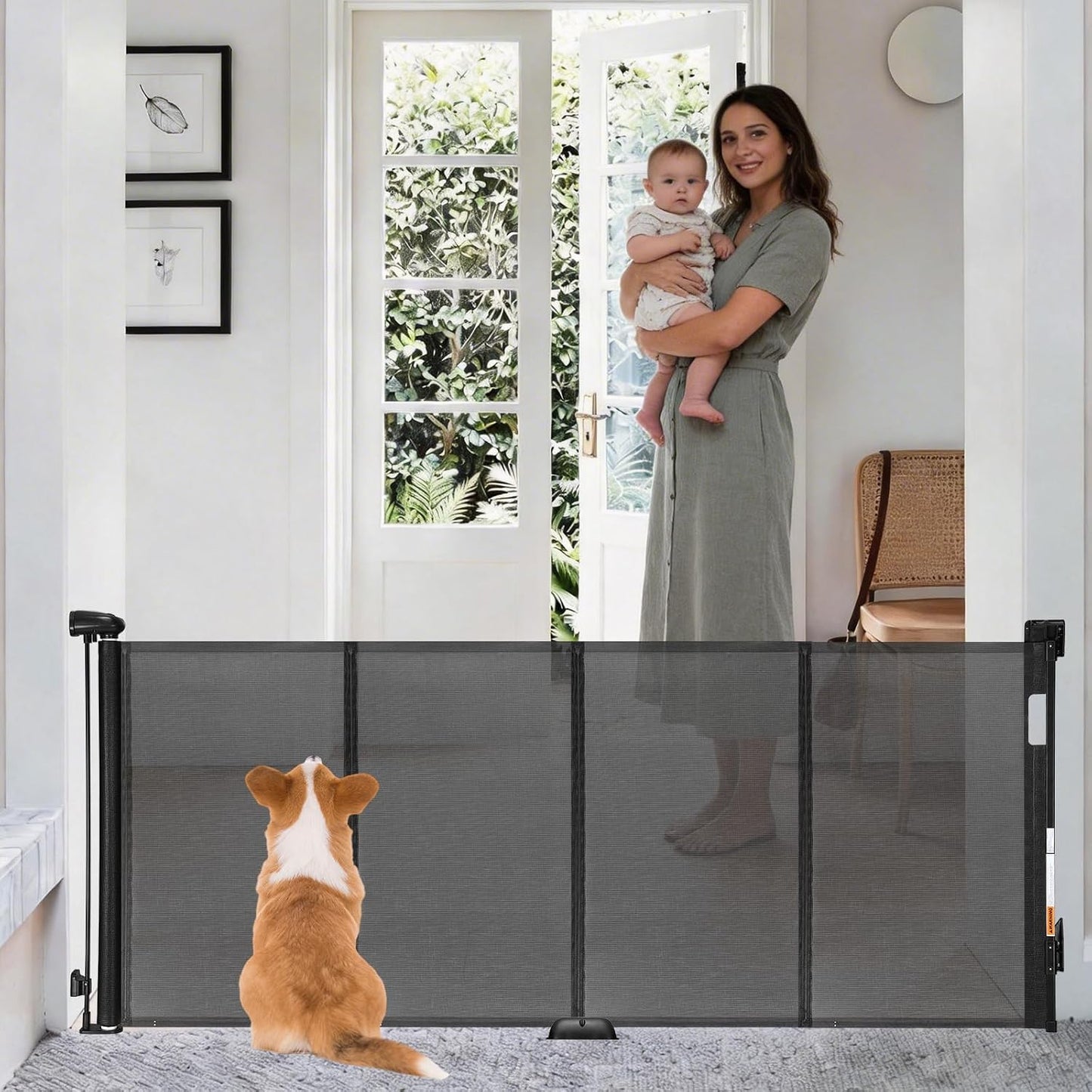 Puerta retráctil reforzada 71pulg interiores exteriores