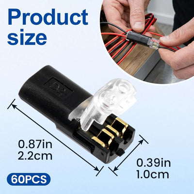 60 Conectores Cable Doble Presión para Tirillas LED Negro