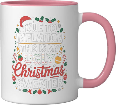 Taza Cerámica Navidad Feo Rosa/Blanco