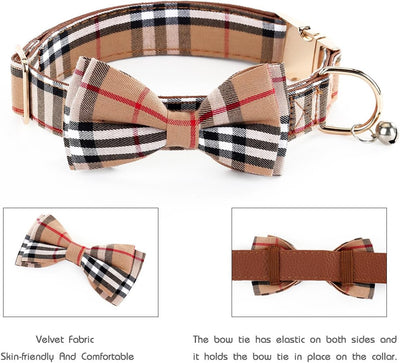 Collar perro con corbatín ajustable para mascotas patrón elegante