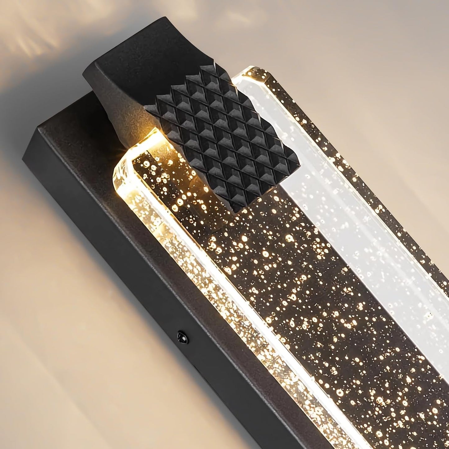 Apliques pared negros 15.7pulg luces LED cristal exterior