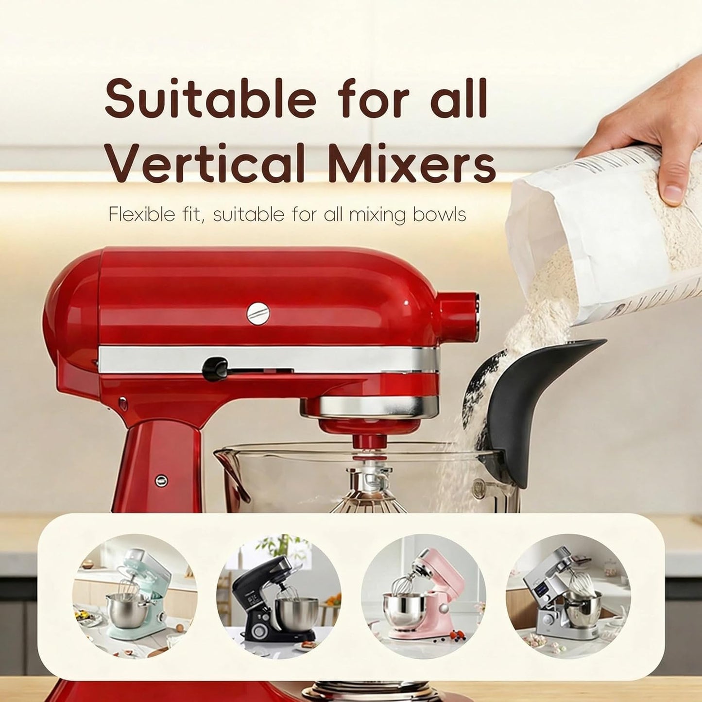 Embudo harina accesorio silicona KitchenAid con clip