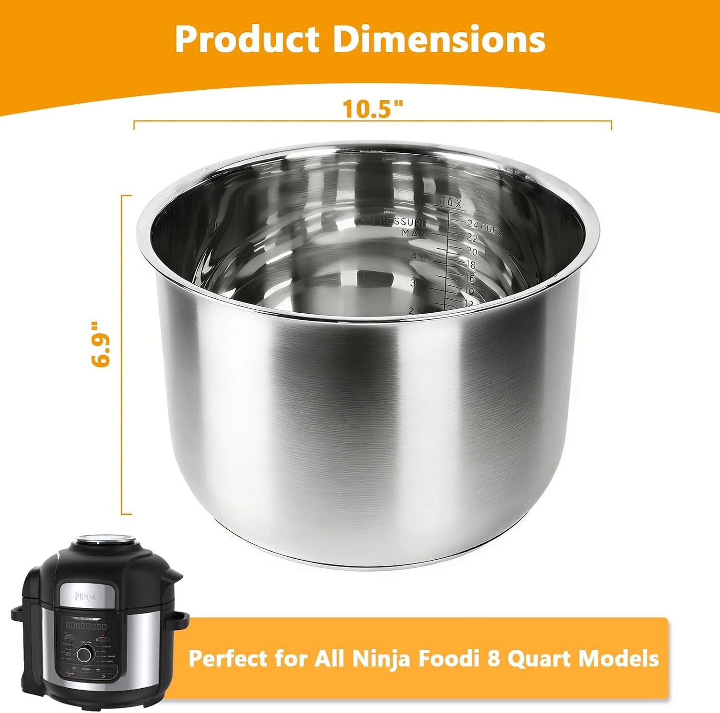 Repuesto olla interior acero inox Ninja 8qt