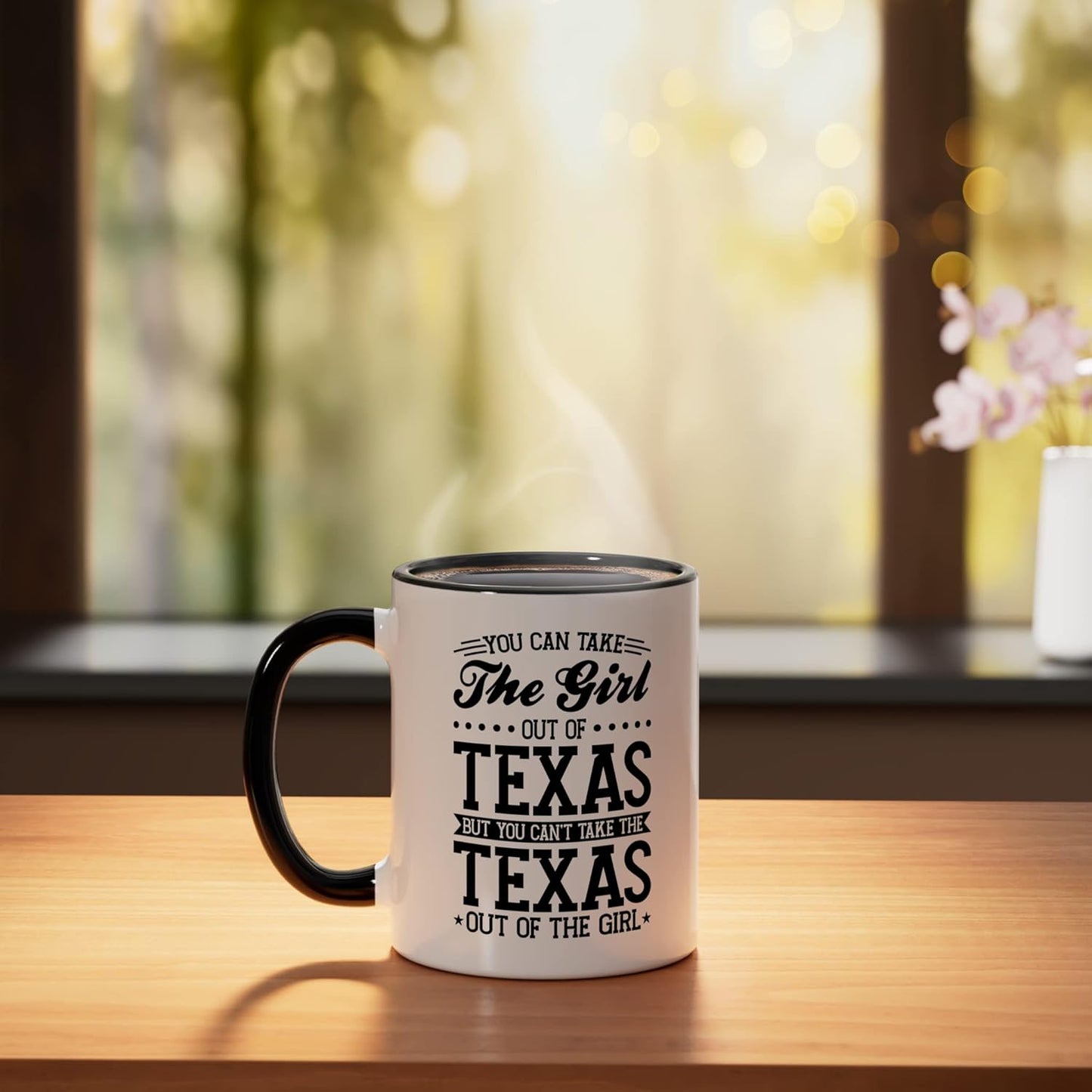 Taza Cerámica Texas Negro/Blanco