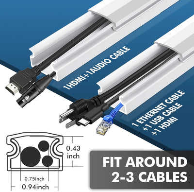 Kit ocultador cables 189pulg canaleta pintable TV pared blanco