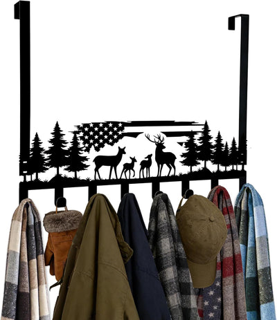 Organizador pared metal bandera USA 8 ganchos tela