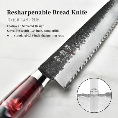Cuchillo japonés VG10 forjado 9pulg para pan y masa madre