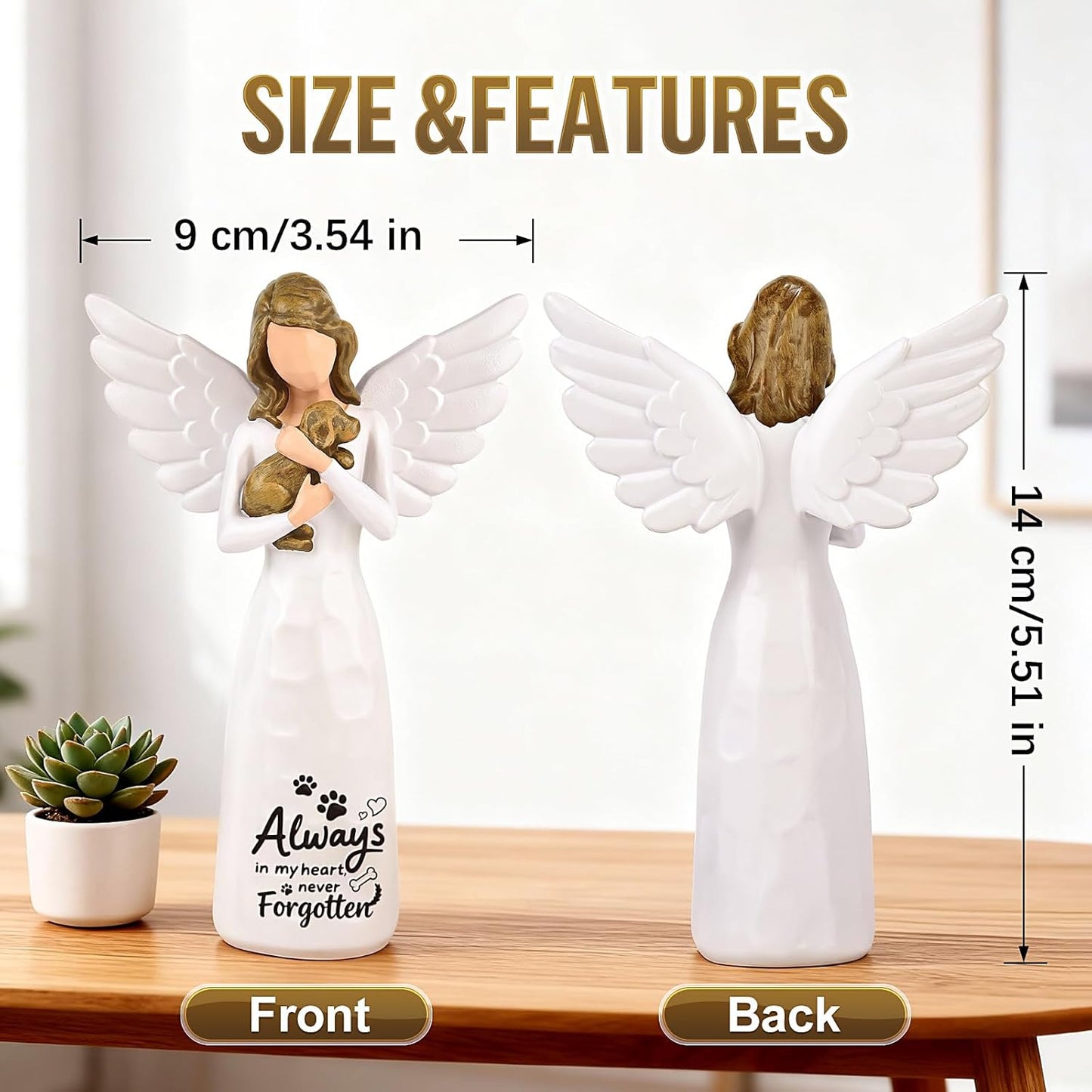 Estatua ángel pintada a mano recuerdo perro 5.5pulg