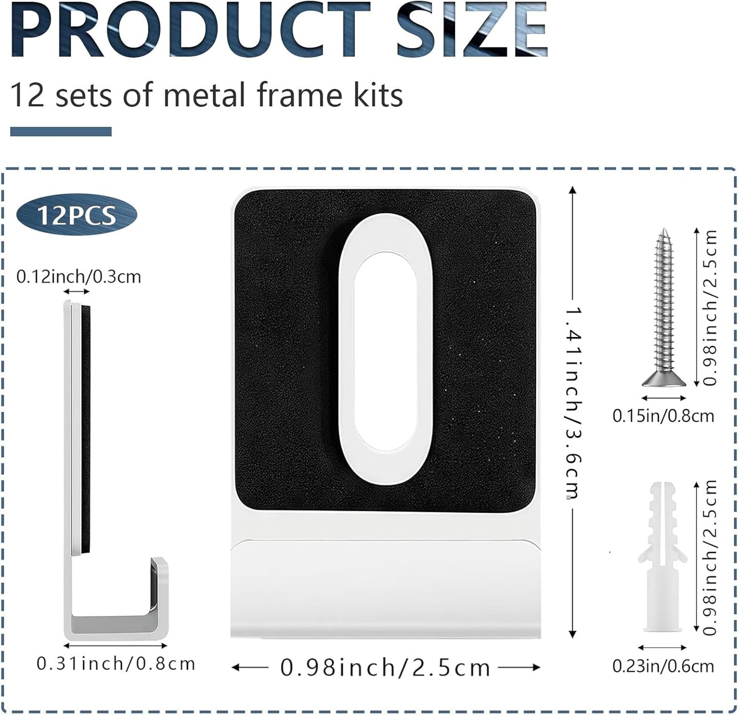 Set 12 clips metal para espejo acero plateado 1/4pulg