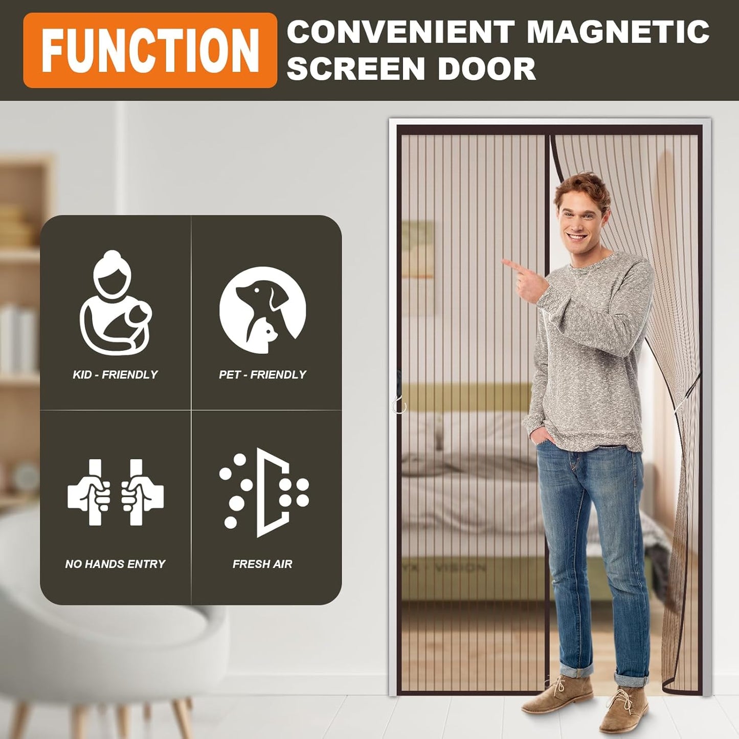 Malla magnética puerta fibra vidrio 31x78pulg