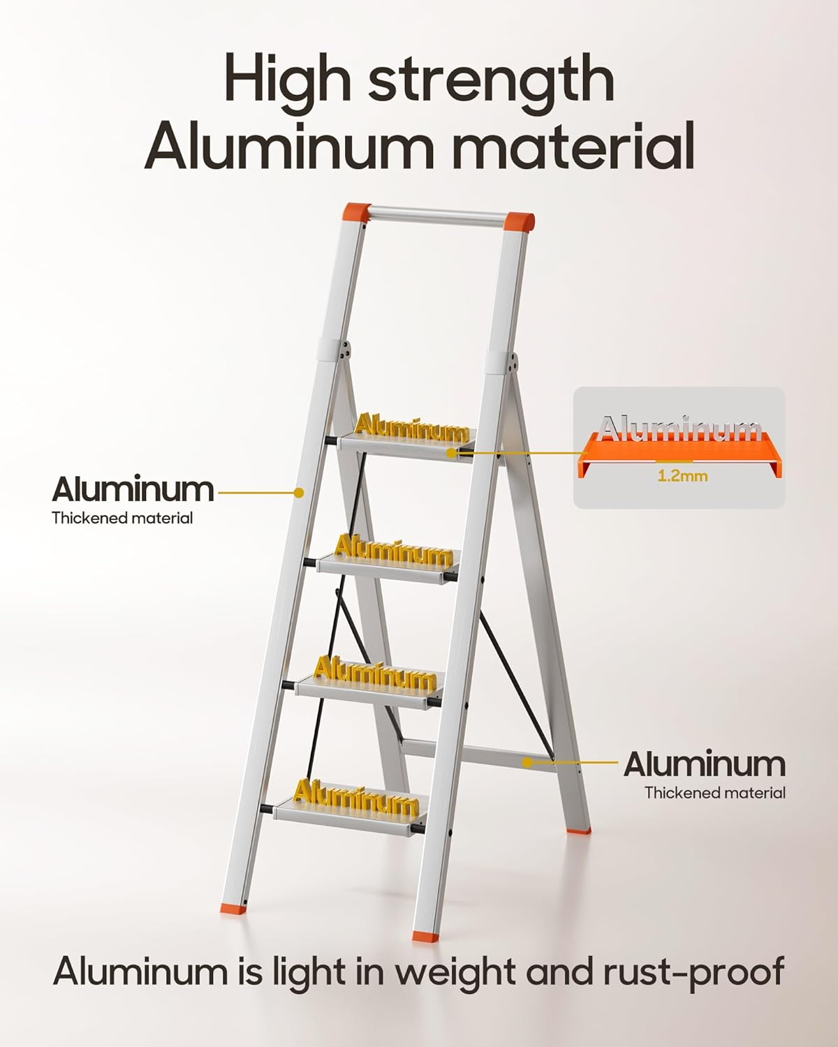 Escalera plegable aluminio 4 escalones antideslizante 330lb