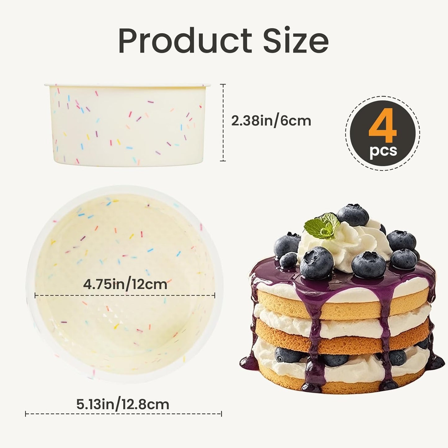 Molde redondo antiadherente sin BPA para pasteles de 4.75 pulgadas