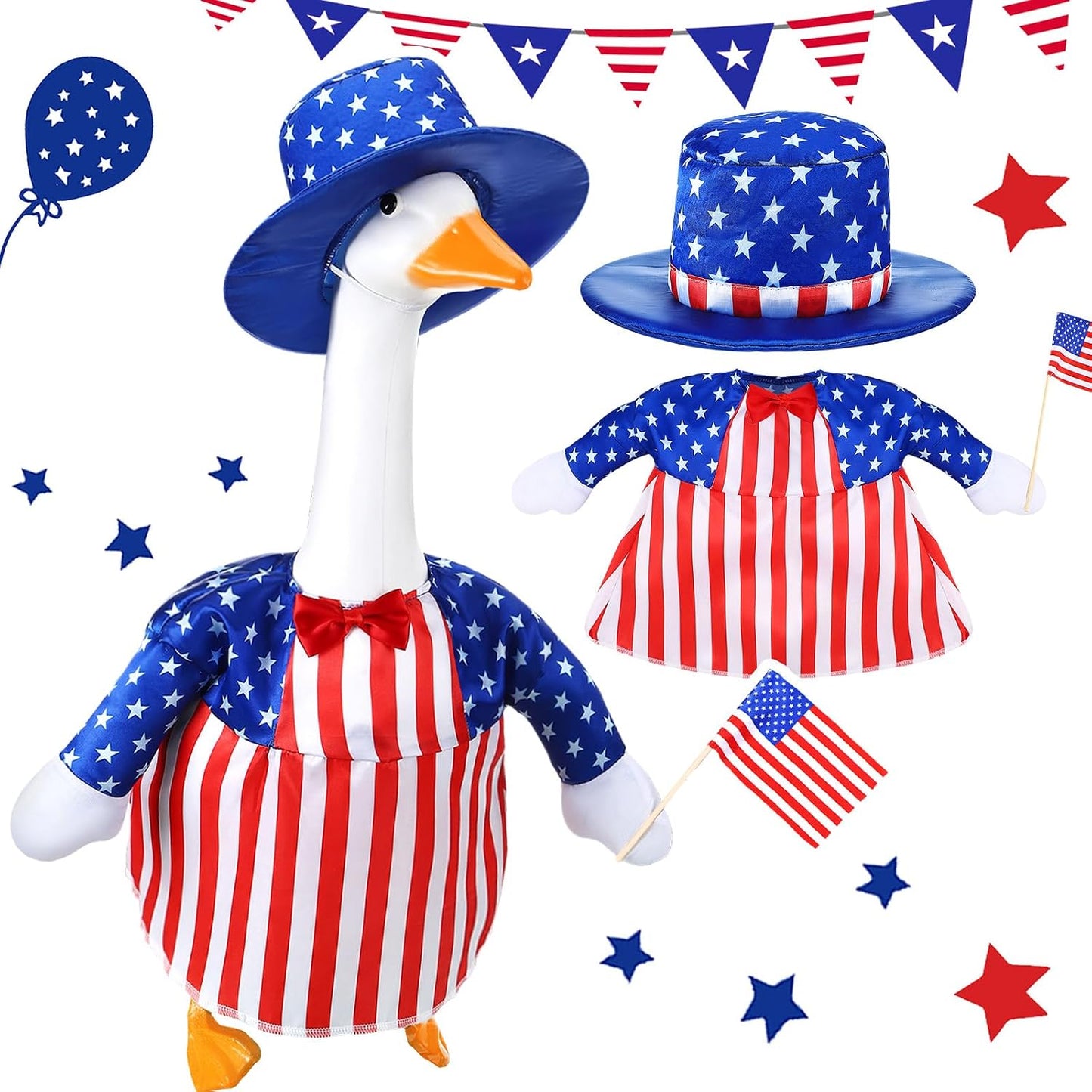 Ropa ganso patriótica 23pulg jardín decoración