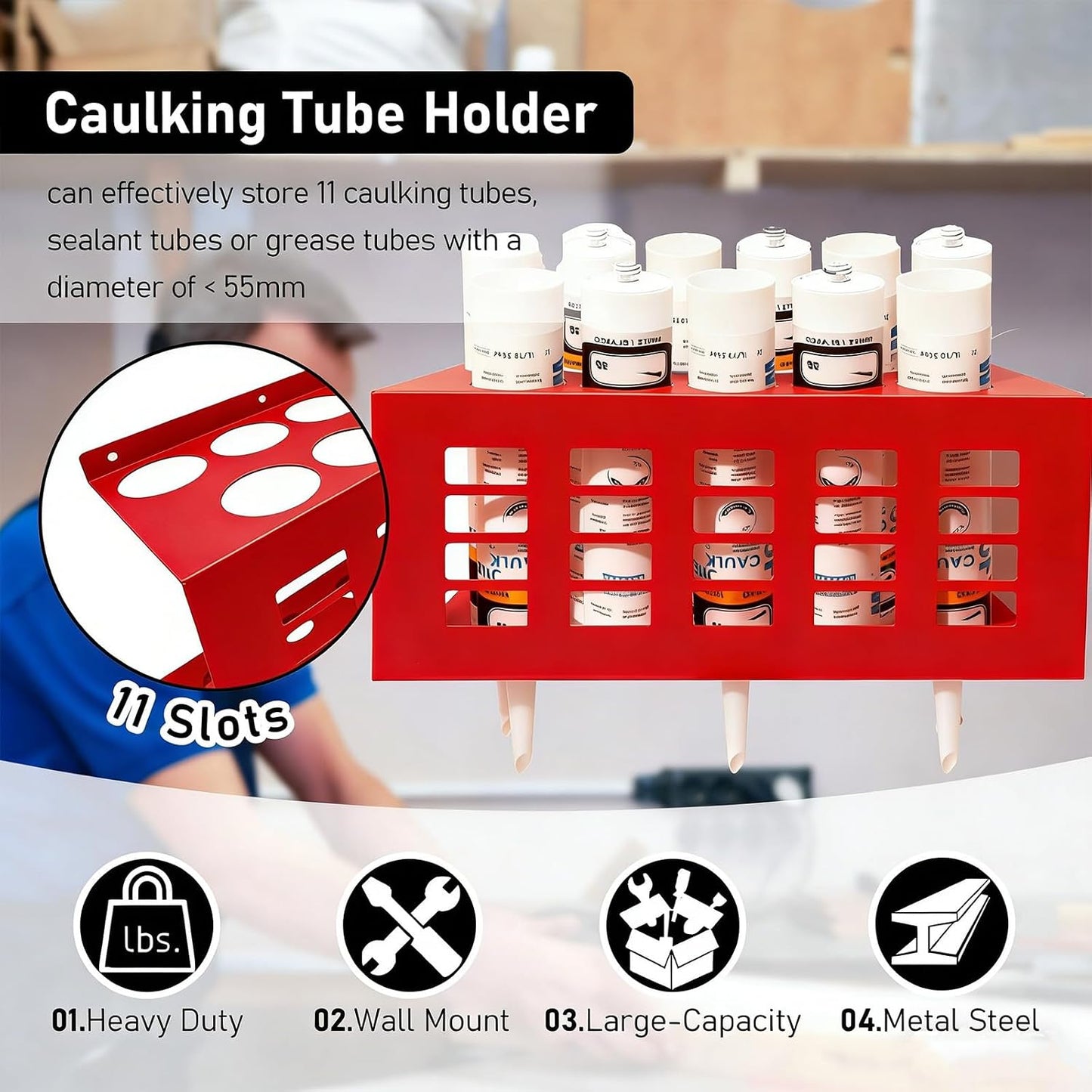 Organizador tubos calafateo metal silicona grasa estante