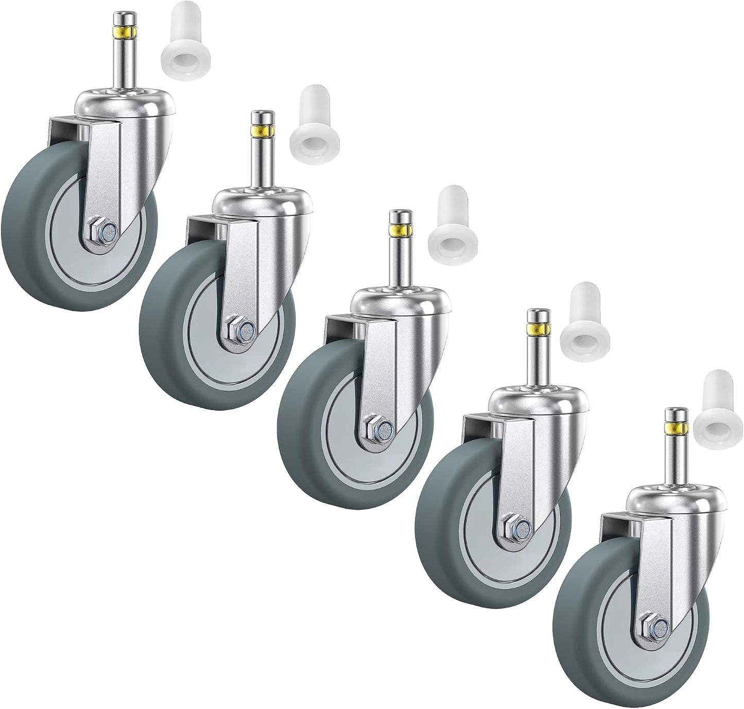 Ruedas Giratorias Goma TPR 3pulg Set 5 para Basura Taburete