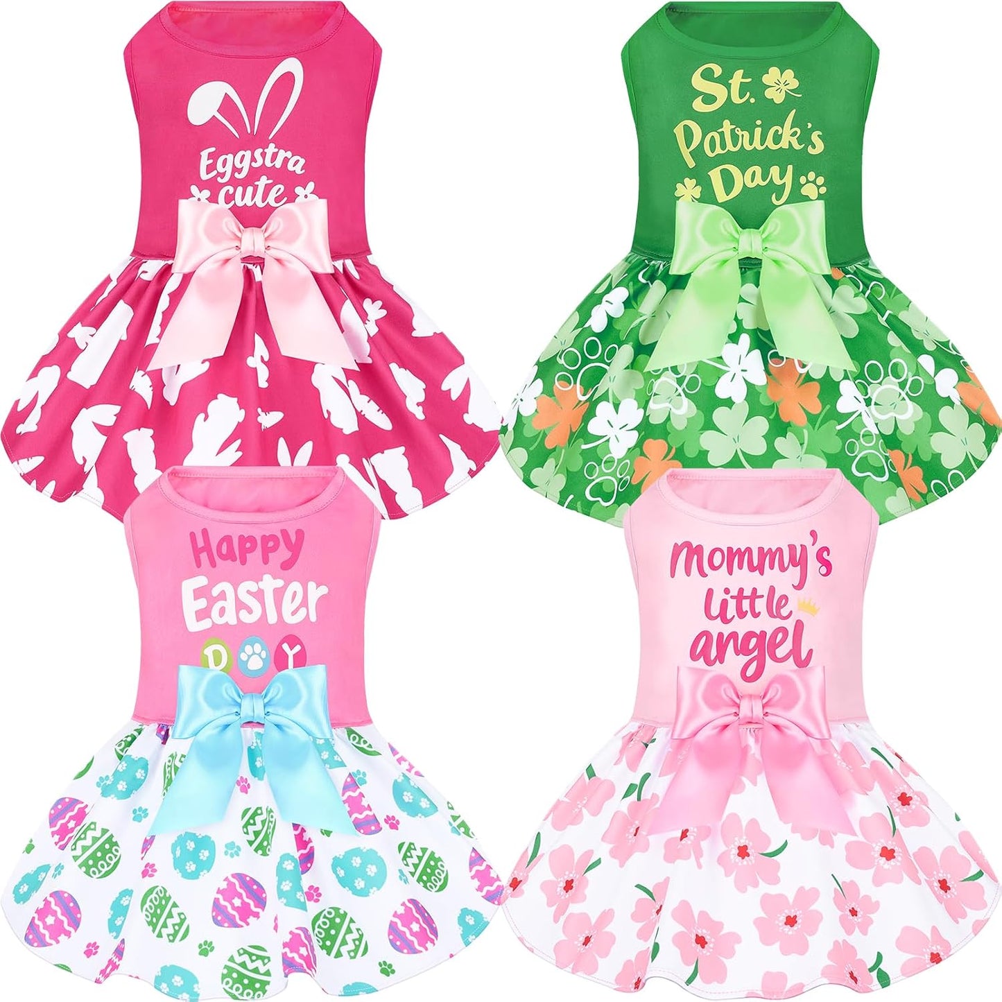 4 Vestidos Perro Lazo Estampado Floral Conejo San Patricio