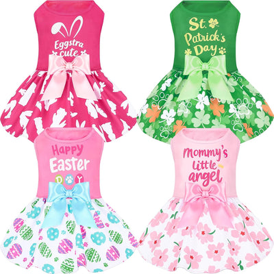 4 Vestidos Perro Lazo Estampado Floral Conejo San Patricio
