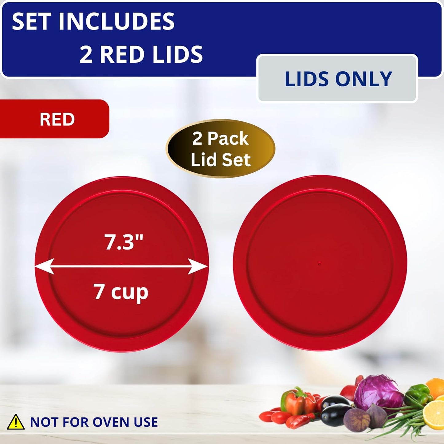 Tapas rojas para tazas Pyrex 7202-PC Anchor Hocking Klare Ware paquete de 2