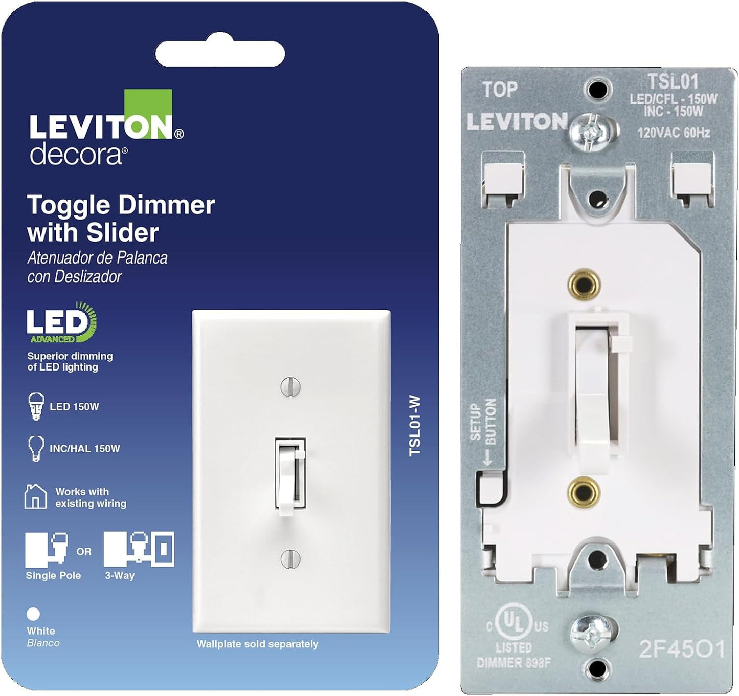 Interruptor atenuación LED regulable 150W blanco
