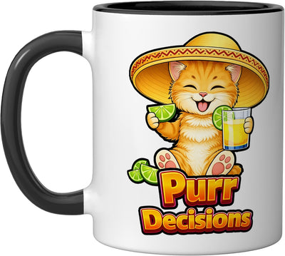 Taza cerámica para gato tabby Purr Decisions negra/blanca