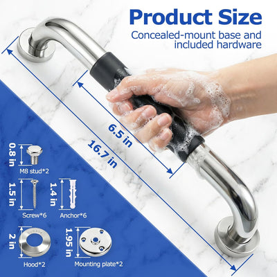 Barras agarre ducha 16.7pulg acero inox 304 antideslizante