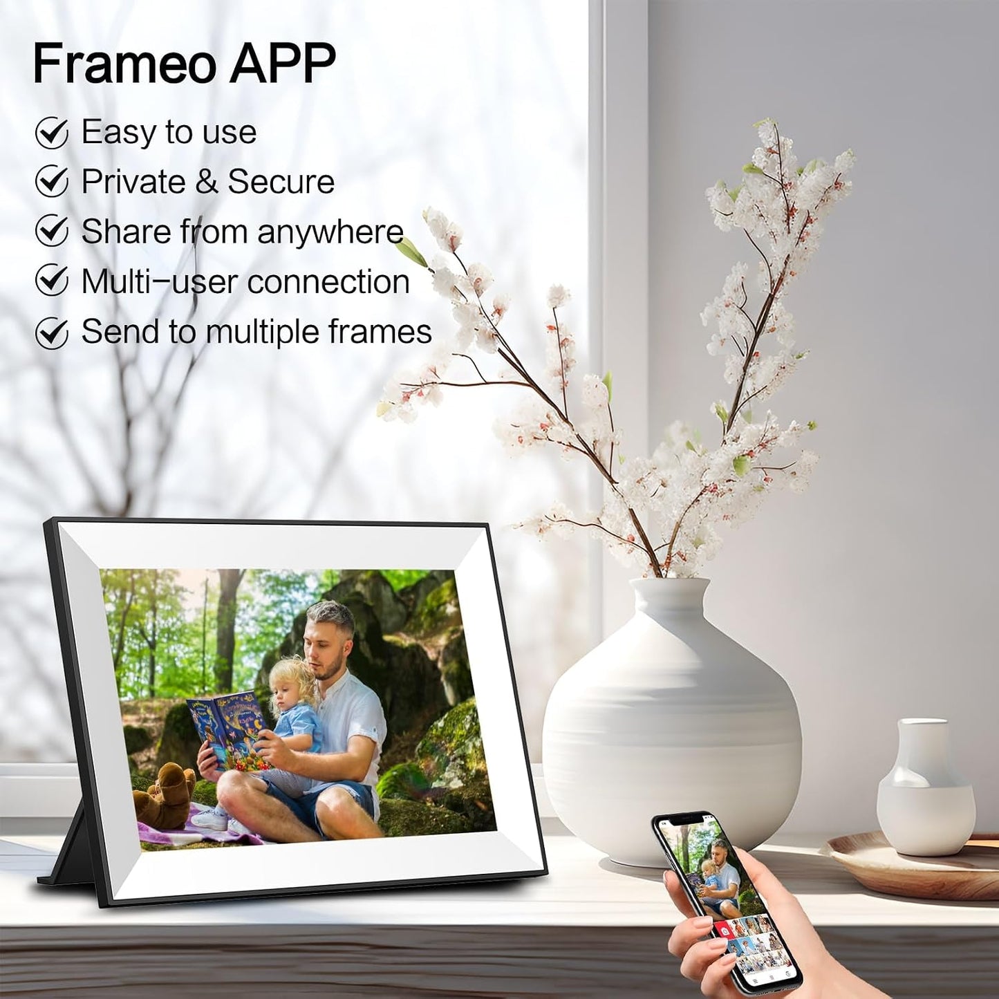 Marco digital WiFi Frameo 10.1pulg pantalla táctil HD