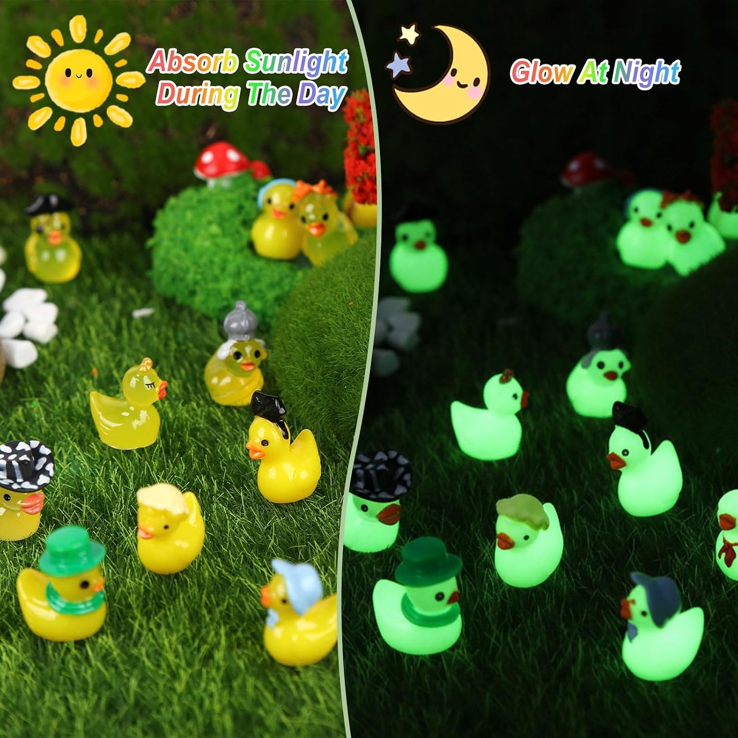 60 Pzas Patos Resina Multicolor Adorno Jardín