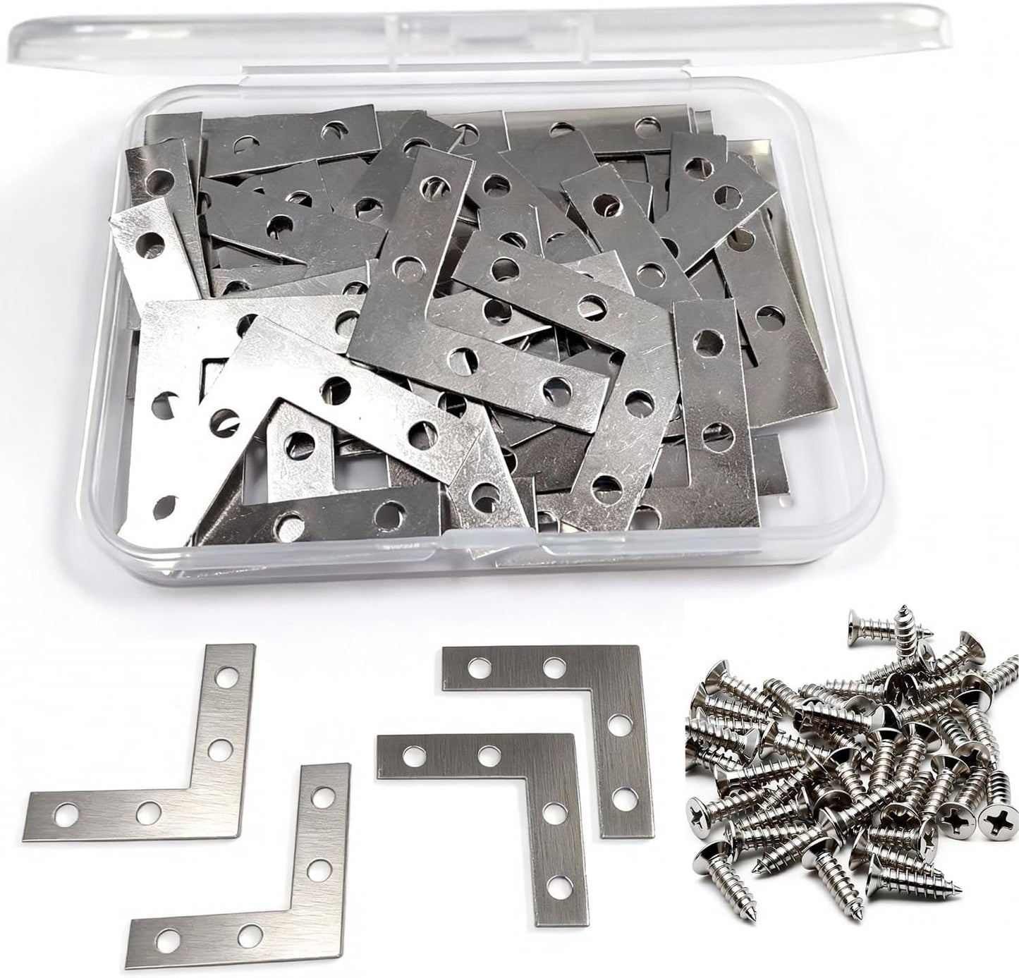 Soportes esquina L acero 1.5x1.5 pulg para muebles y carpintería