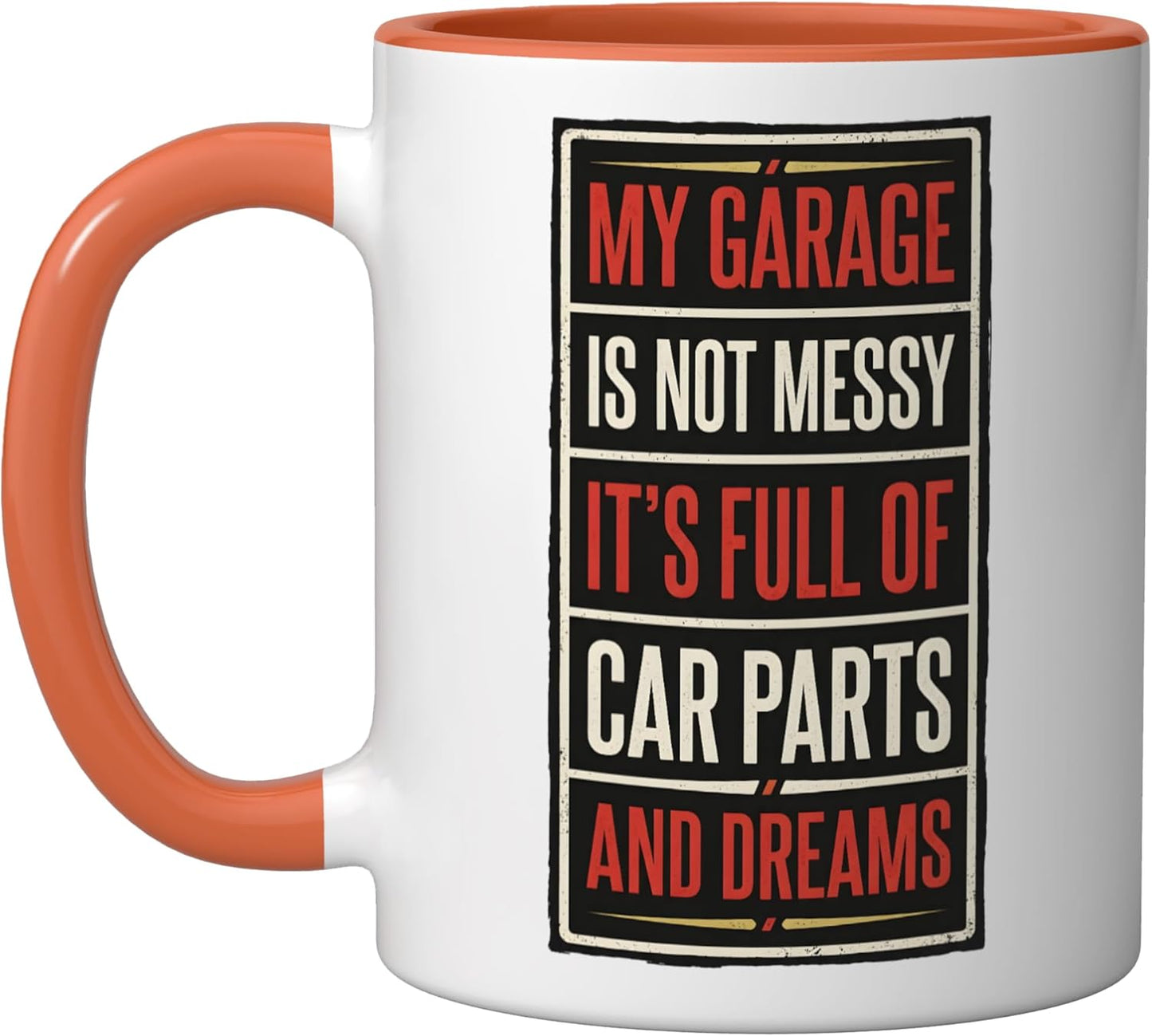Taza Cerámica Diseño Divertido Coche Naranja/Blanco