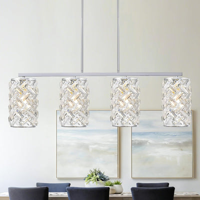 Lámpara isla cocina cristal cromado 40pulg 4 luces techo comedor