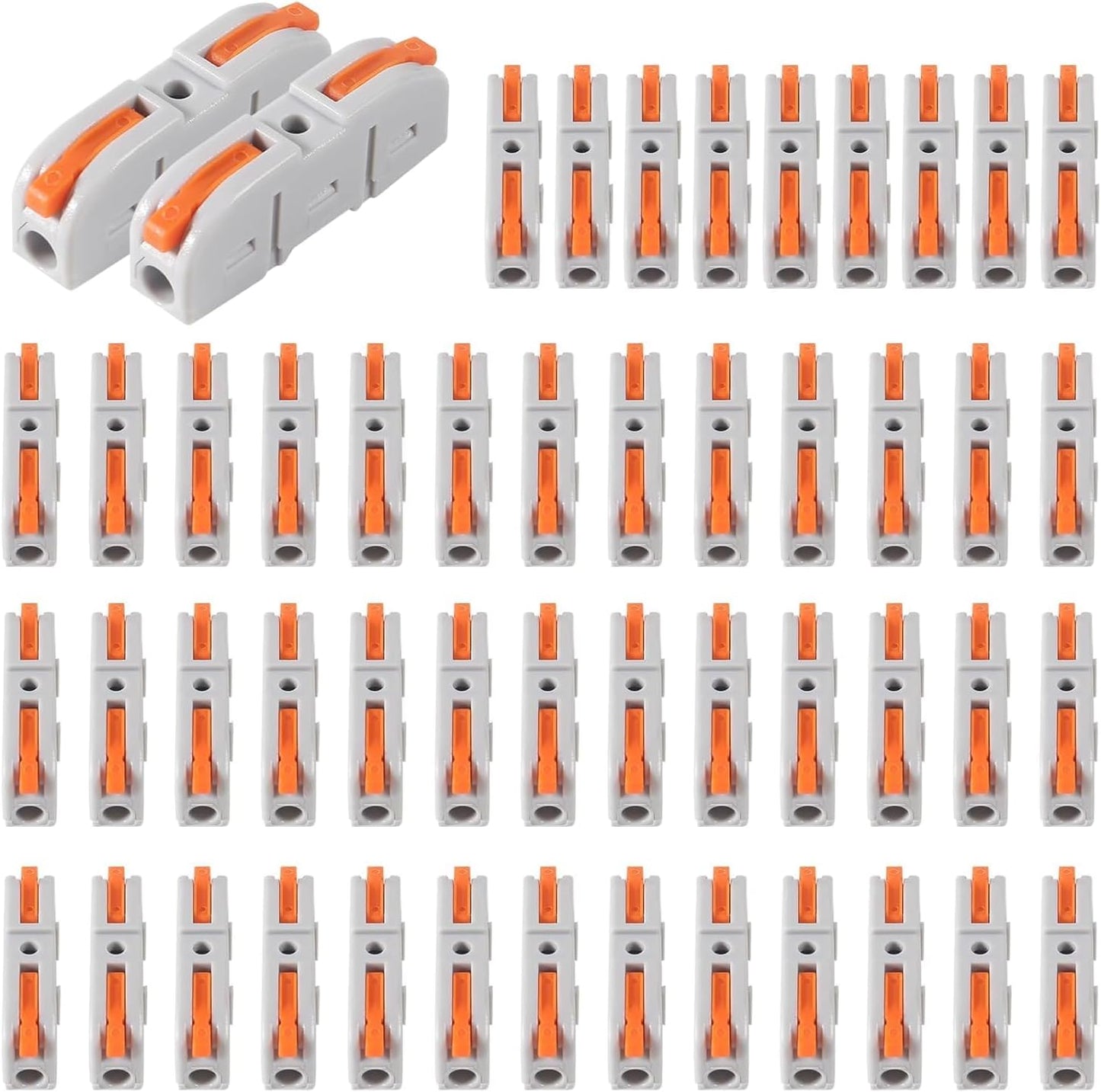 Conectores cable palanca 50unid 1en1 salida naranja
