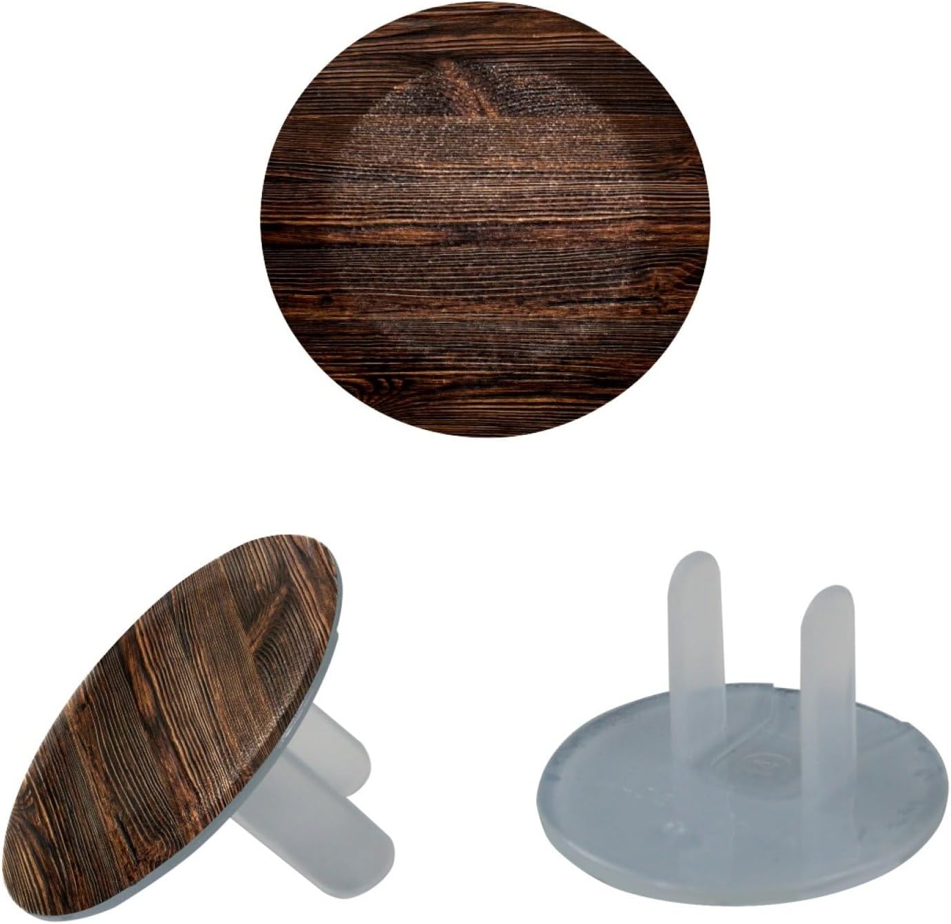 12 Pzas Fundas Enchufe Madera Marrón Vintage Seguridad Niños