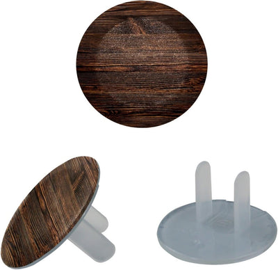 12 Pzas Fundas Enchufe Madera Marrón Vintage Seguridad Niños