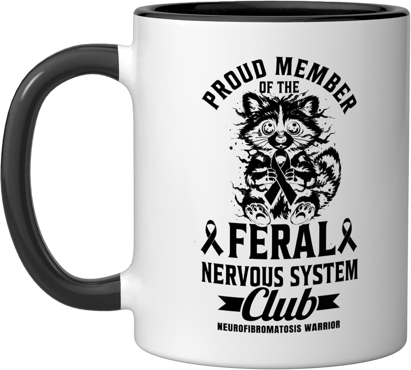Taza cerámica para Neurofibromatosis Warrior en negro/blanco