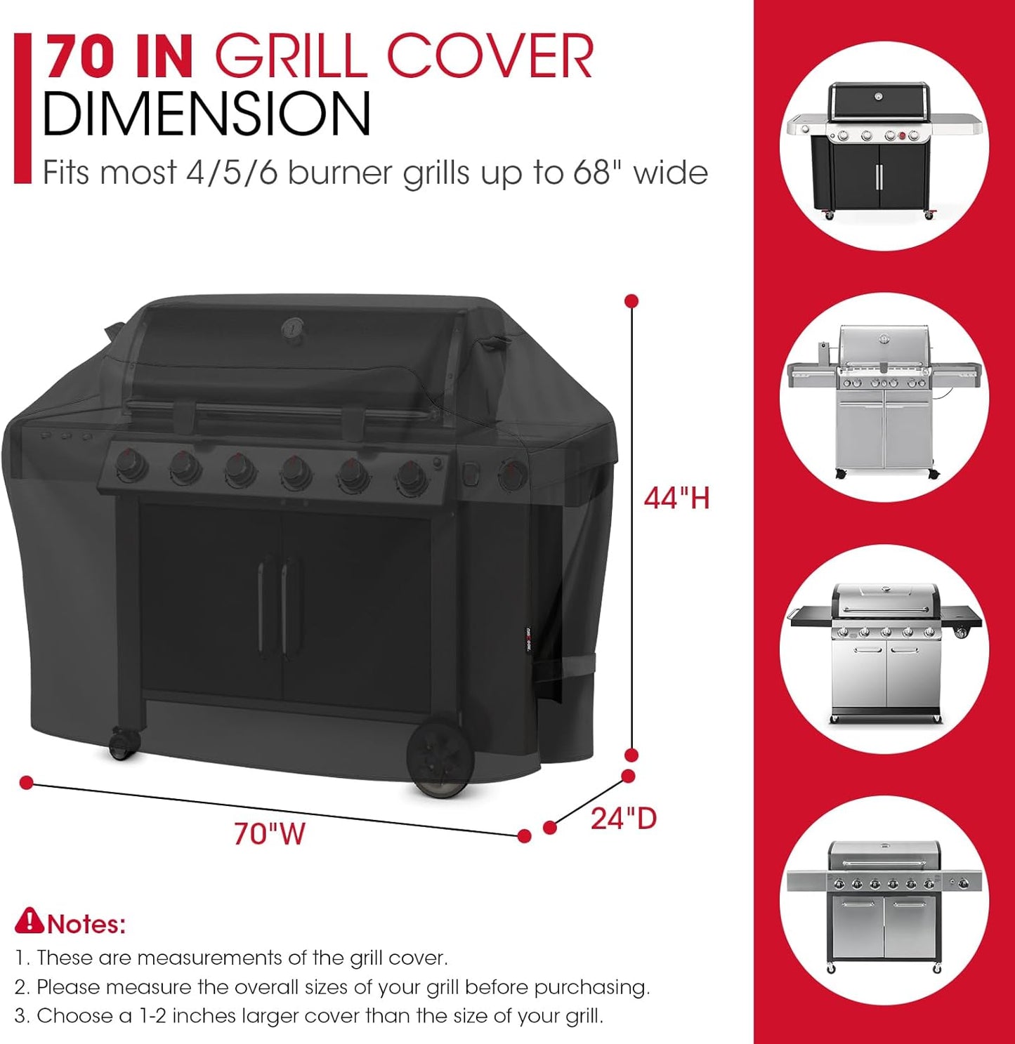 Funda parrilla exterior 70pulg resistente impermeable