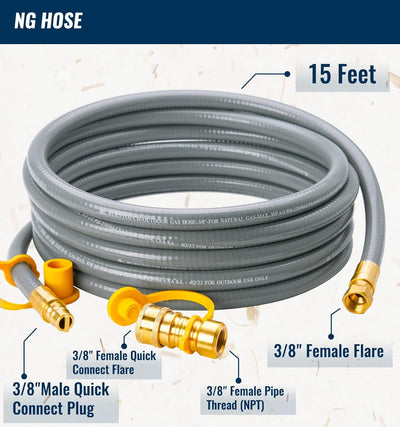 Manguera gas parrilla 15ft 3/8pulg con accesorios