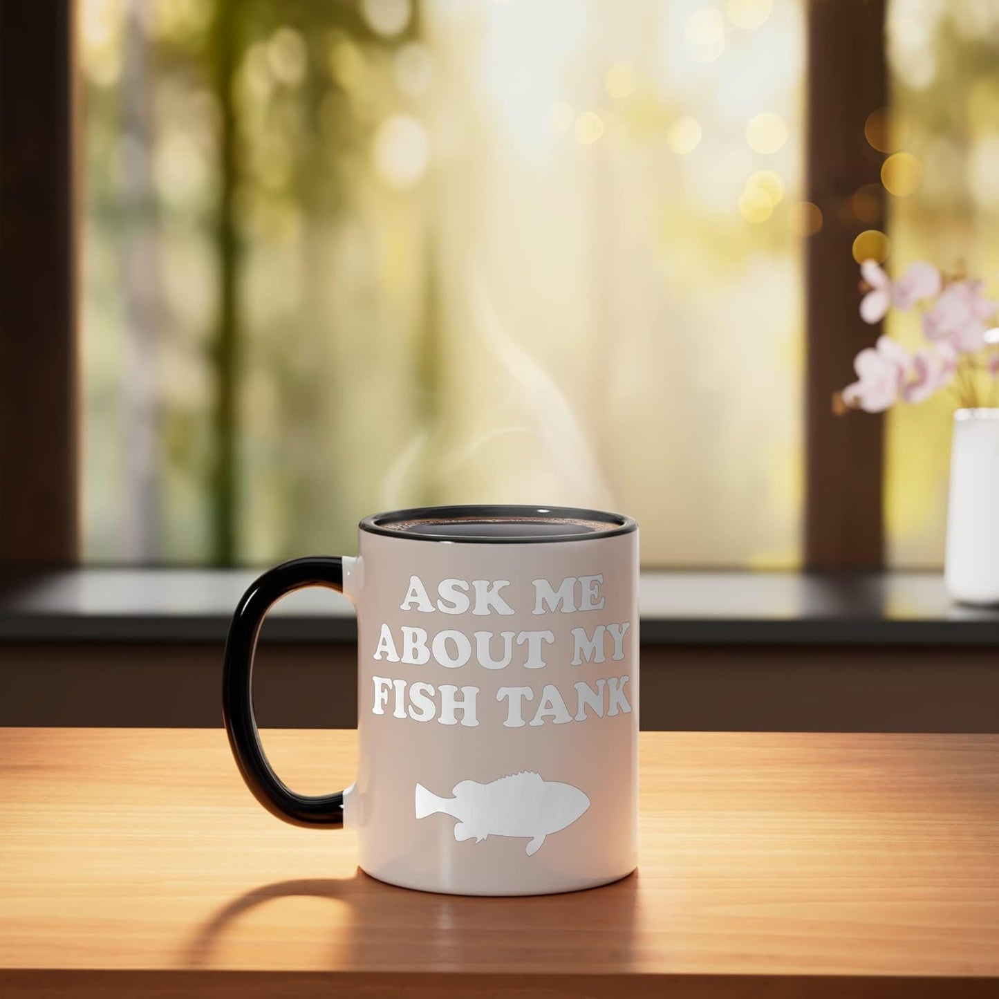 Taza Cerámica para Acuario Negro/Blanco