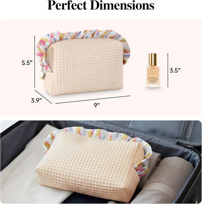 Bolsa cosméticos viaje algodón suave beige lindo