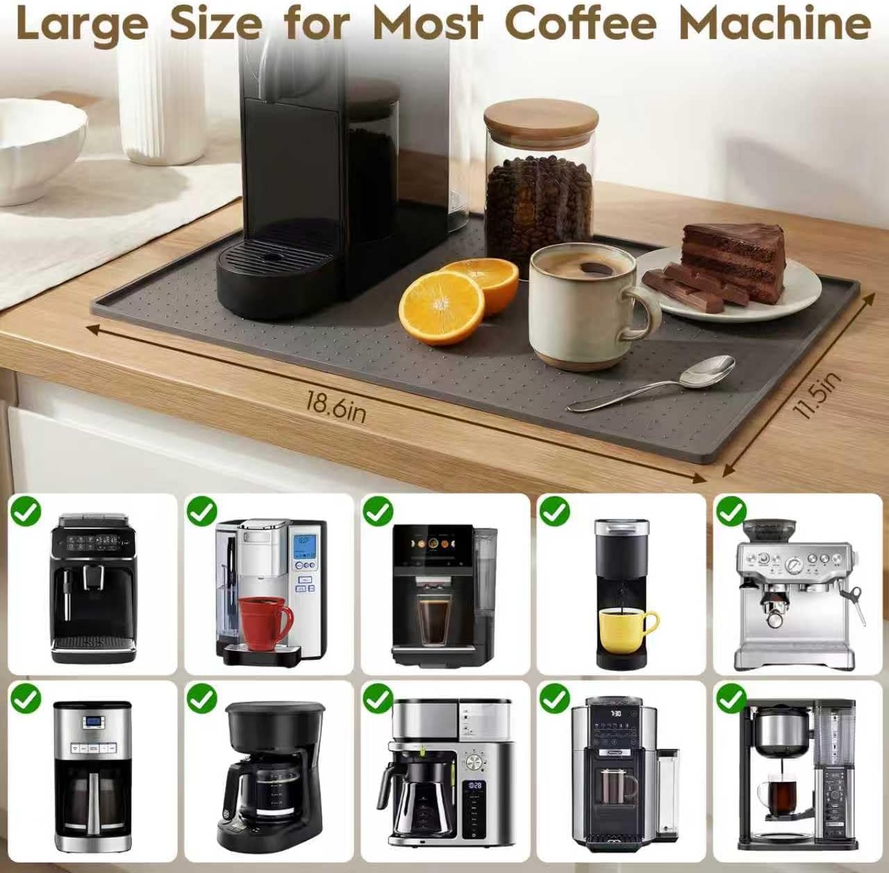Tapete silicona 10x14pulg encimera café resistente calor