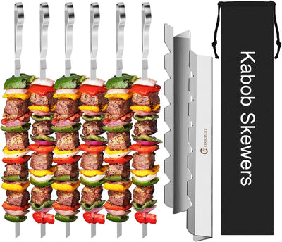 Brochetas acero inox para barbacoa juego 9 con estantes y bolsa
