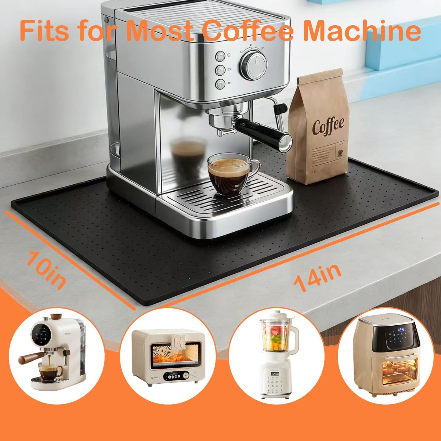 Tapete de café 10 x 14 pulgadas antideslizante impermeable