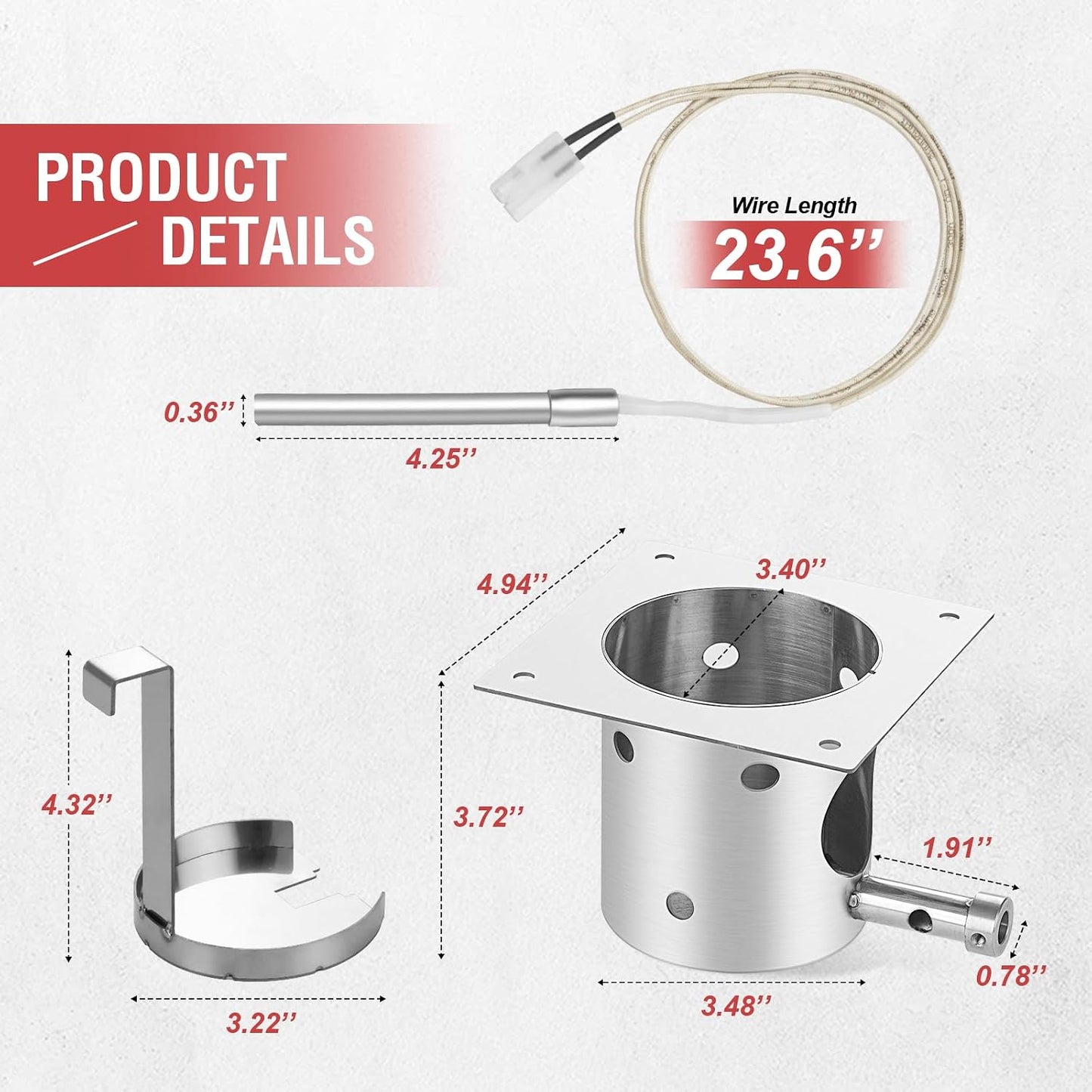 Kit encendido acero inox para Traeger Pit Boss parrilla pellets