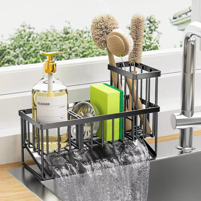 Organizador fregadero alambre negro bandeja goteo 9.1x3.7x6.2pulg